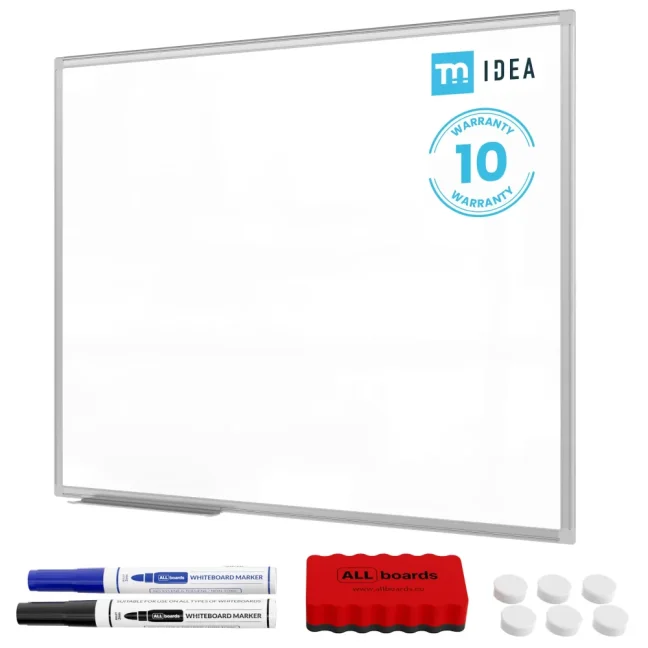 Biela popisovacia magnetická tabuľa 90x60 cm v hliníkovom ráme + sada príslušenstva – TM IDEA® séria Flex