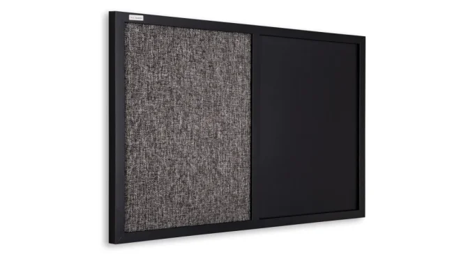 Tabule COMBI černá magnetická a textilní tabule 60x40 cm v dřevěném lakovaném rámu
