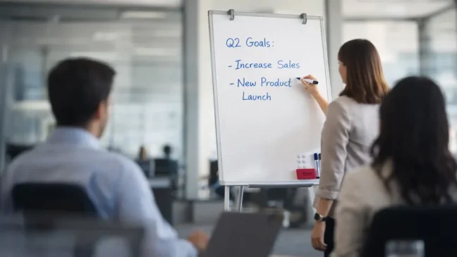 Flipchart sucho-stierateľný magnetický 90×60 cm – strieborný