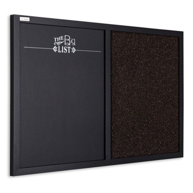 Magnetická a korková tabuľa COMBI 60x40 cm hnedo-čierna v drevenom lakovanom čiernom ráme