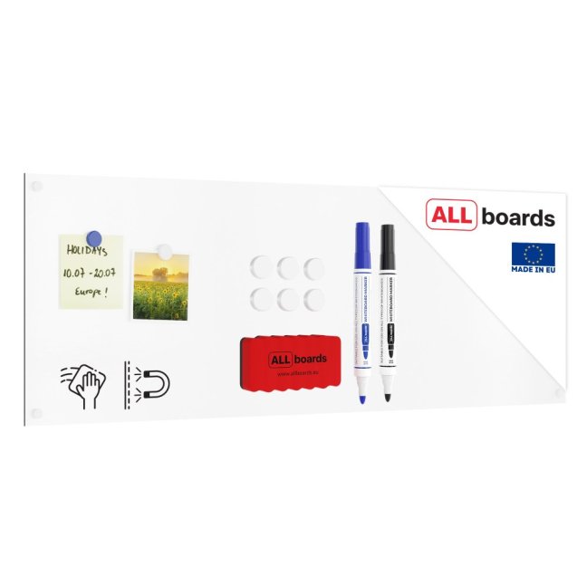 Magnetická tabuľa SLIMboard bezrámová zmazateľná za sucha 90x30 cm + PRÍSLUŠENSTVO ZADARMO