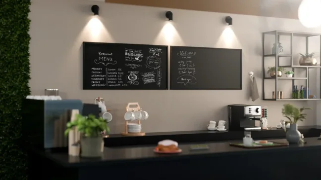 Černá křídová tabule 120×60 cm – ČERNÝ dřevěný rám ECO