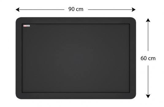 Černá křídová tabule 90x60 cm, dřevěný rám, černý smartphone