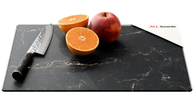 Skleněná krájecí deska ČERNÝ MRAMOR 30 × 40 cm – kuchyňská deska, ochranná deska, skleněný tác