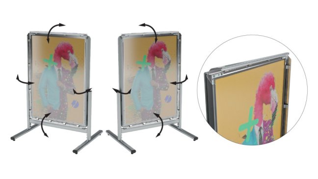 Oboustranný reklamní stojan A1 ve stříbrném hliníkovém rámu
