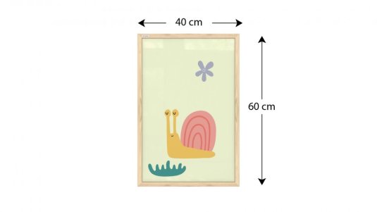 Magnetický obraz- ŠNEK 60x40cm v přírodním dřevěném rámu