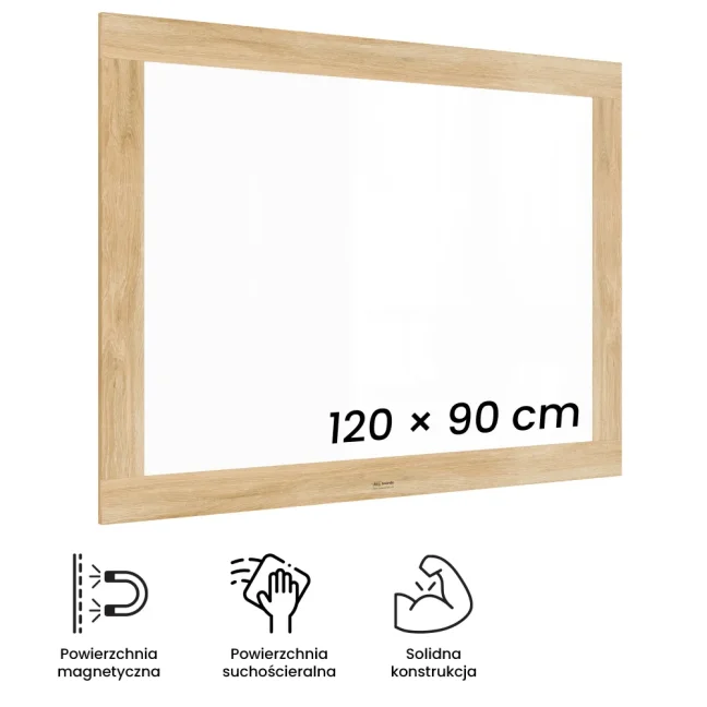 Magnetická tabule PREMIUM 120x90 cm v rámu v barvě dubu