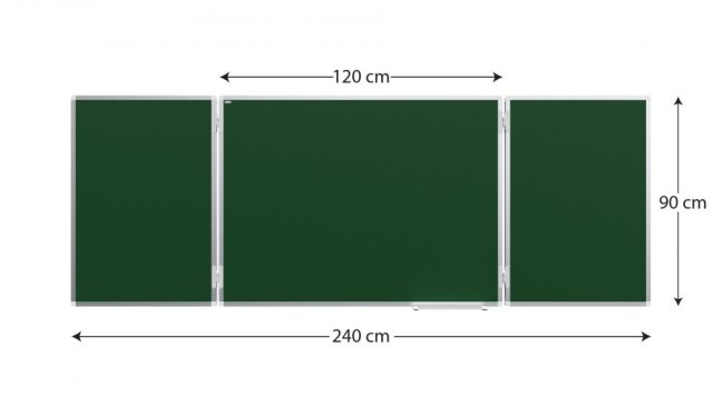 Zelená tabule typu "triptych", 120 x 90/240 cm