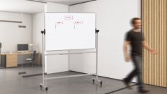 Mobilní tabule TM Idea, oboustranná, otočná, za sucha stíratelná, magnetická, 150x100 cm – řada FLEX