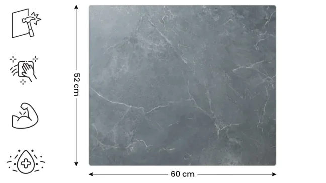 Sklenená kuchynská doska MRAMOR ANTRACIT 60x52cm - doska na krájanie - ochranná doska
