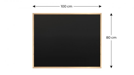 Černá křídová tabule 100x80 cm, dřevěný rám, ECO