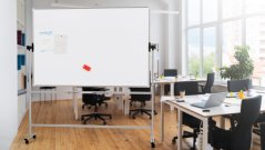 Mobilní tabule TM Idea, oboustranná, otočná, za sucha stíratelná, magnetická, 180x120 cm – řada FLEX