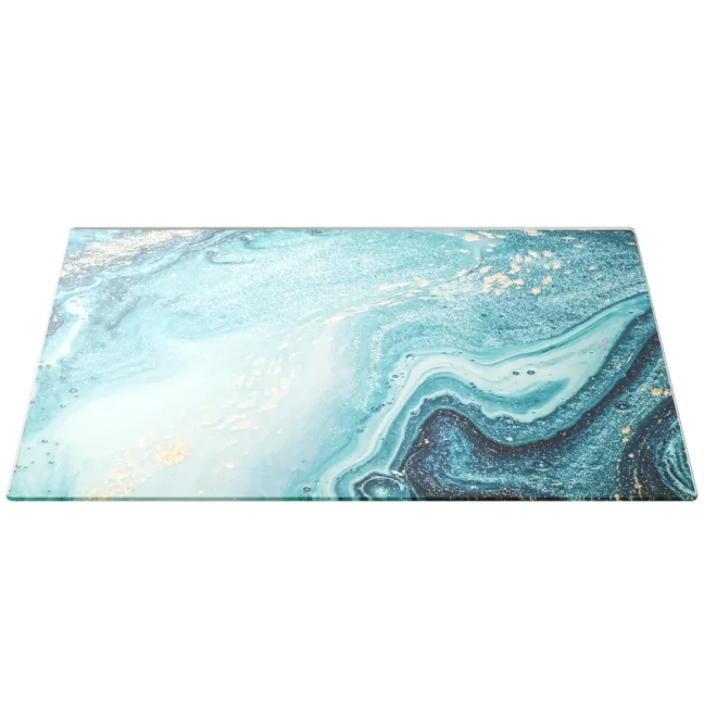 Sklenená doska na krájanie MODRÁ / ZLATO 60 × 52 cm