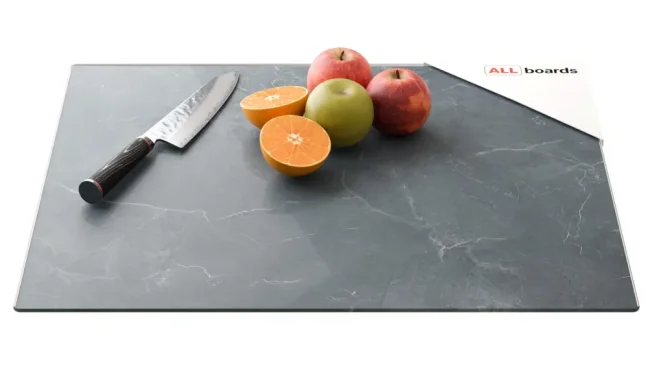 Sklenená kuchynská doska MRAMOR ANTRACIT 60x52cm - doska na krájanie - ochranná doska