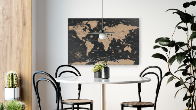 Allboards magnetická bezrámová kovová tabuľa s potlačou 60x40cm – mapa sveta