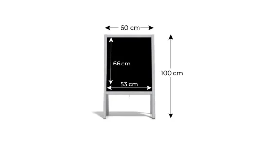 Allboards reklamné áčko s kriedovou tabuľou 100x60 cm - strieborné