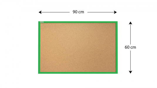 Korková nástěnka v barevném dřevěném rámu 90x60 cm – Zelená