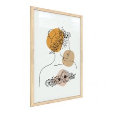 Magnetický obraz- portrét ženy v květinách 60x40cm v přírodním dřevěném rámu,TM64D_00063