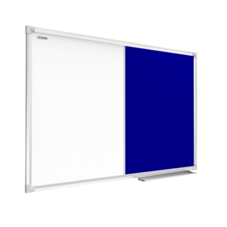 Modrá textilní a bílá magnetická tabule v hliníkovém rámu 120x90cm