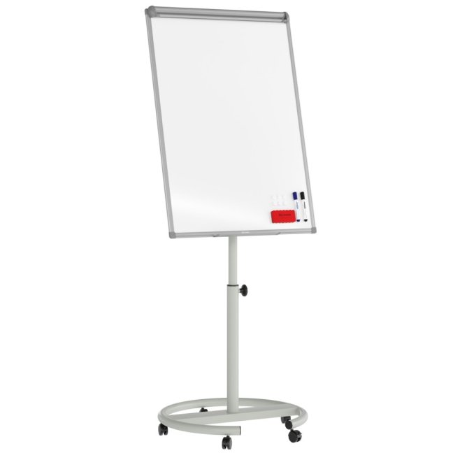 Mobilní magnetický flipchart se stíratelným povrchem 100 × 70 cm stříbrný