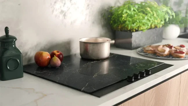 Sklenená kuchynská doska MRAMOR ČIERNÁ 60x52cm - doska na krájanie - ochranná doska