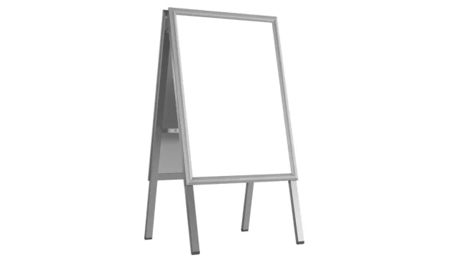 Oboustranná reklamní tabule A2 ve stříbrném hliníkovém rámu