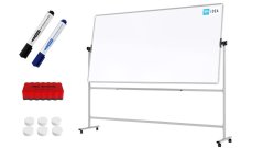 Mobilní tabule TM Idea, oboustranná, otočná, za sucha stíratelná, magnetická, 240x120 cm – řada FLEX