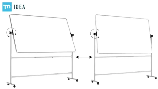 Mobilní tabule TM Idea, oboustranná, otočná, za sucha stíratelná, magnetická, 200x120 cm – řada FLEX