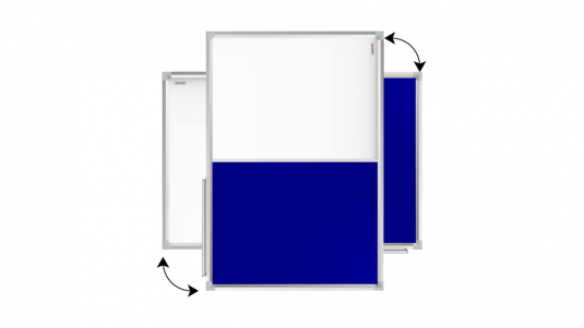 Textilné a biela magnetická tabuľa COMBI v hliníkovom ráme  -90x60 cm
