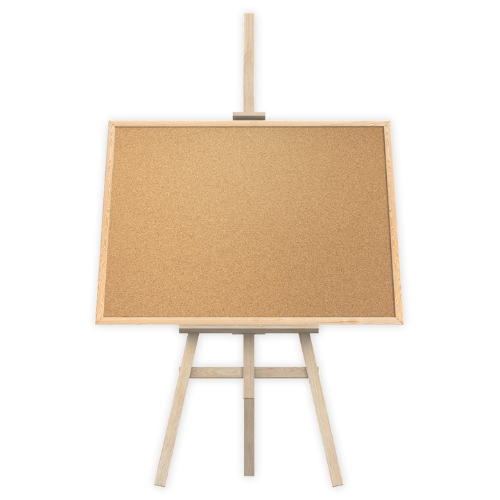 Korková tabule s dřevěným rámem 90x60 cm+ dřevěný bukový stojan