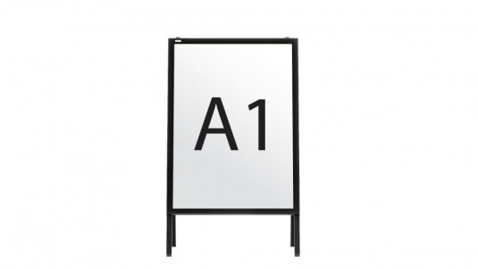 Obojstranná reklamná tabuľa A1 OWZ v čiernom hliníkovom ráme
