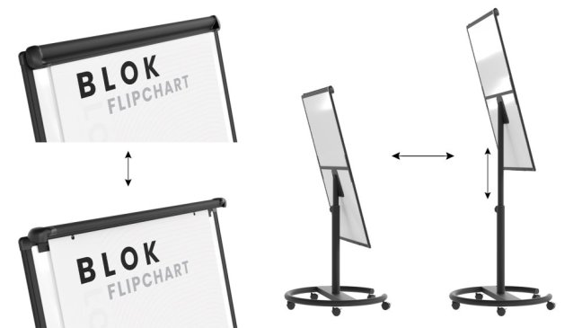 Mobilní magnetický flipchart se stíratelným povrchem 100 × 70 cm černý