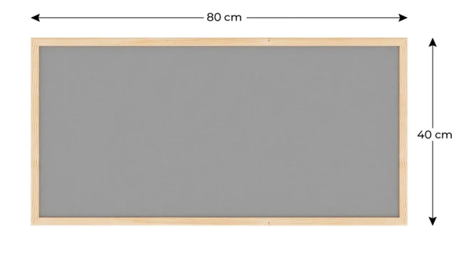 Textilní nástěnka 80x40 cm ŠEDÁ v dřevěném rámu