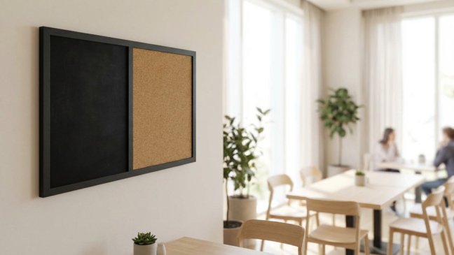 Tabuľa COMBI - korok a magnetická čierna tabuľa 60x40cm s čiernym lakovaným dreveným rámom