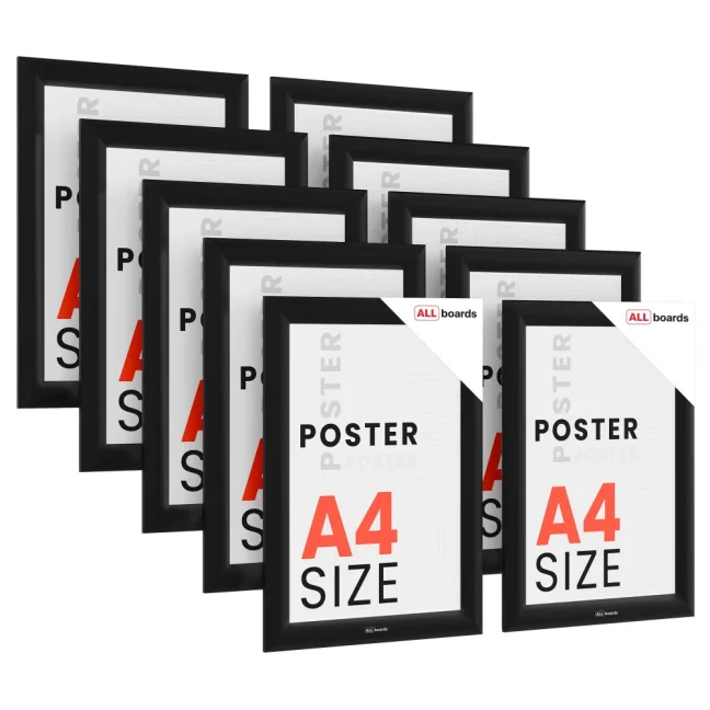 Plakátový rám A4 OWZ – černý, zacvakávací - sada 10 kusů