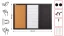Magnetická nástěnka 3v1 ALLboards COMBI: bílá suchostíratelně-magnetická, bílá magneticko-křídová a korková 60x40 cm
