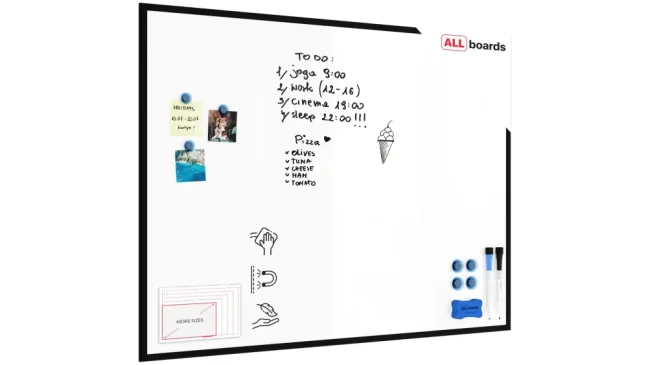 Magnetická suchostěrná tabule bílá 120 × 90 cm – černý dřevěný rám