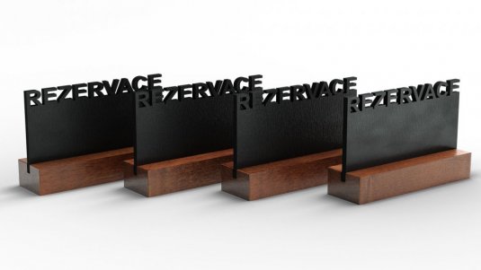 Černá křídová oboustranná tabule na stůl - REZERVACE sada 4 ks se stojany