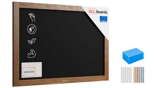 Allboards tabuľa čierna kriedová v drevenom ráme 70x50 cm
