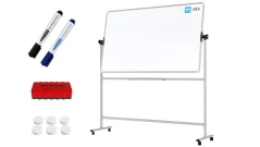 Mobilní tabule TM Idea, oboustranná, otočná, za sucha stíratelná, magnetická, 170x100 cm – řada FLEX,