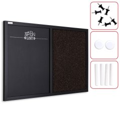 Magnetická a korková tabuľa COMBI 60x40 cm hnedo-čierna v drevenom lakovanom čiernom ráme