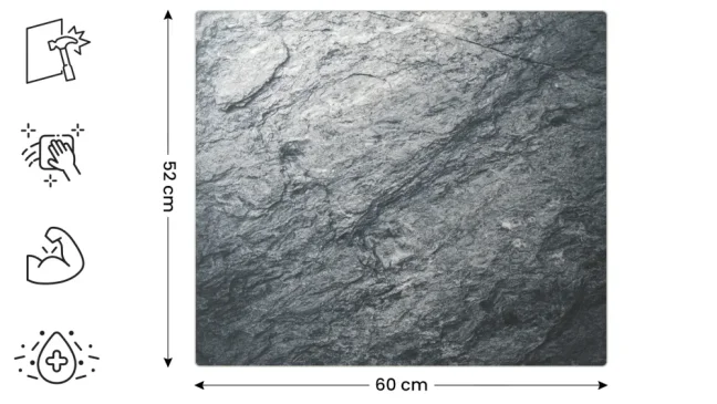 Sklenená ochranná doska GRANIT / SKALA / KAMEŇ 60 × 52 cm – kuchynská doska na krájanie, ochranná doska, sklenený podnos