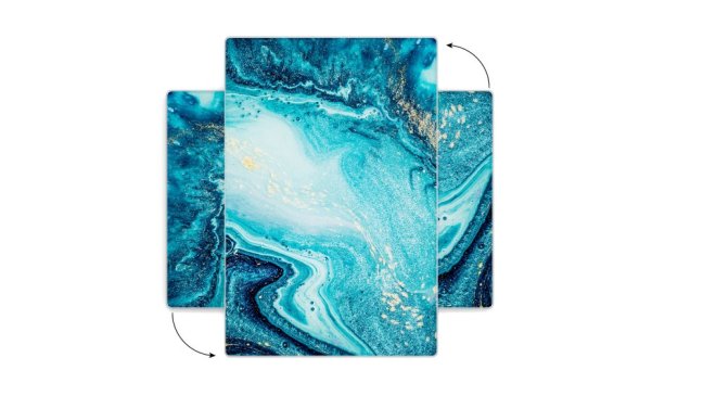 Sklenená doska na krájanie MODRÁ A ZLATÁ 30 × 20 cm
