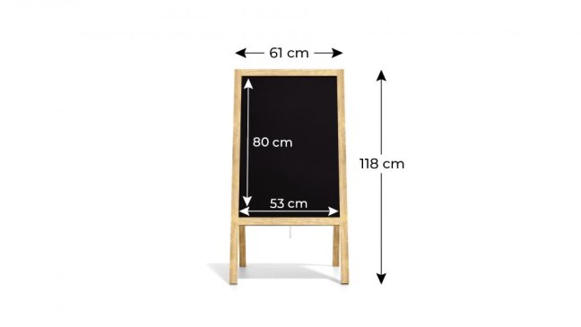 Allboards reklamné áčko s kriedovou tabuľou 118x61 cm - prírodný rám