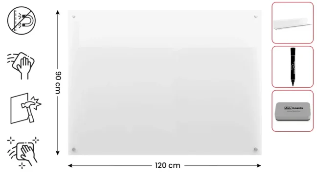 Skleněná nemagnetická tabule TRANSPARENTNÍ 120×90 cm