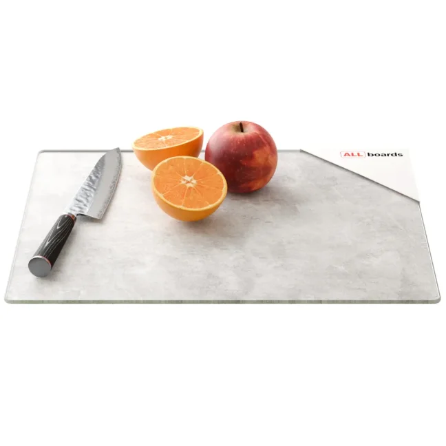 Skleněná krájecí deska BETON II 30 × 40 cm – kuchyňská deska, ochranná deska, skleněný tác