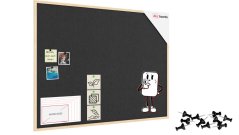 Textilná (plstená) tabuľa 120 × 90 cm, sivá, v lakovanom drevenom ráme
