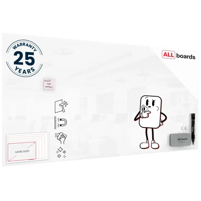 Sklenená tabuľa 200x100 ALLboards PREMIUM SUPERWHITE