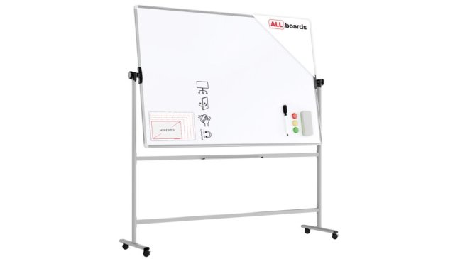 Mobilní tabule TM Idea, oboustranná, otočná, za sucha stíratelná, magnetická, 180x120 cm – řada FLEX