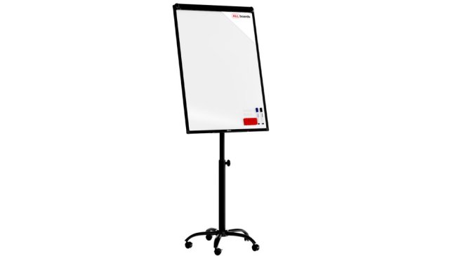 Mobilní magnetický flipchart se stíratelným povrchem na kolečkách 100 × 70 cm černý